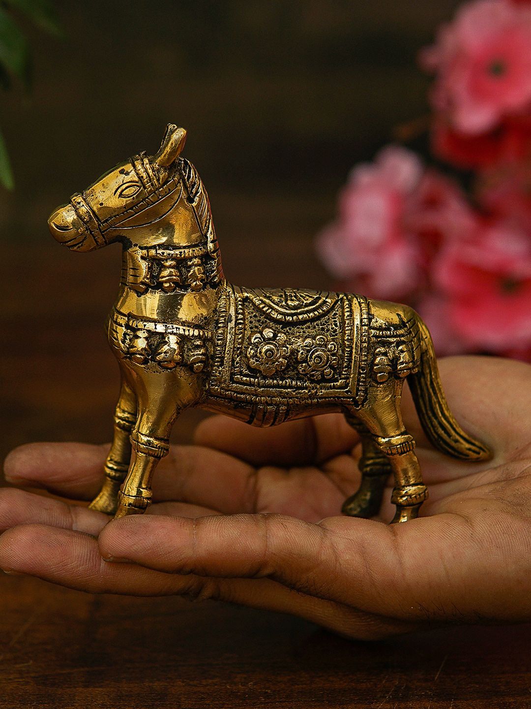 StatueStudio Gold-Toned  Antique Mini Horse Showpiece Price in India