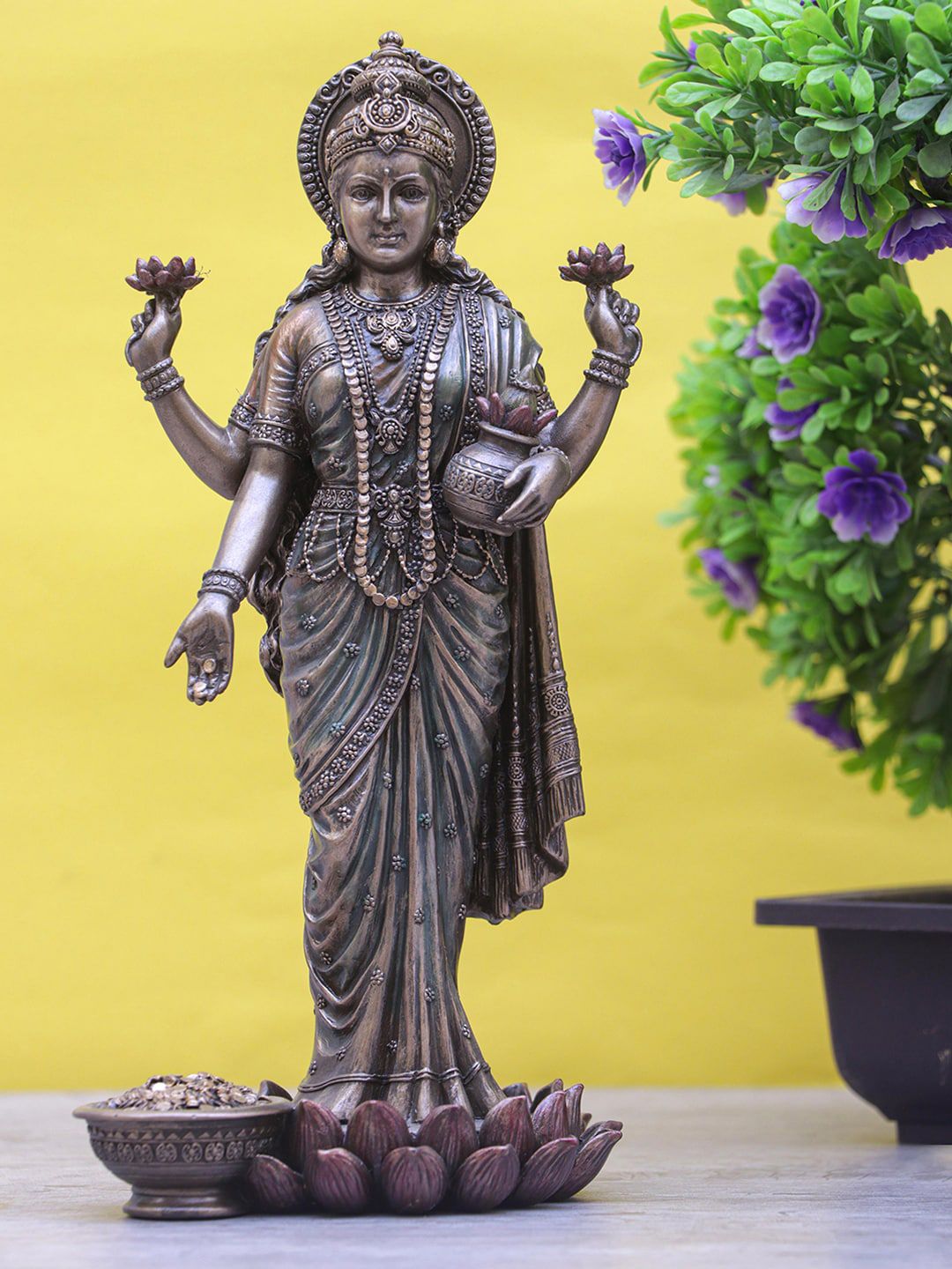 StatueStudio Bronze Toned Standing Lakshmi Idol Showpieces Price in India