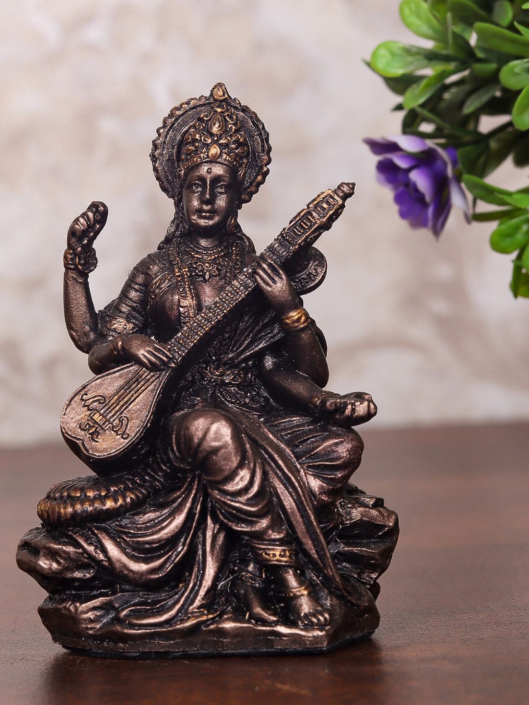 StatueStudio Gold -Toned Saraswati Idol Showpieces Price in India