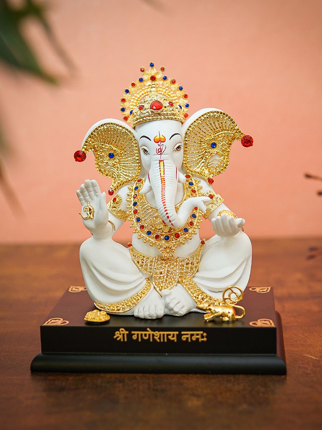 StatueStudio  White & Gold-Toned Ganesha Idol Showpieces Price in India