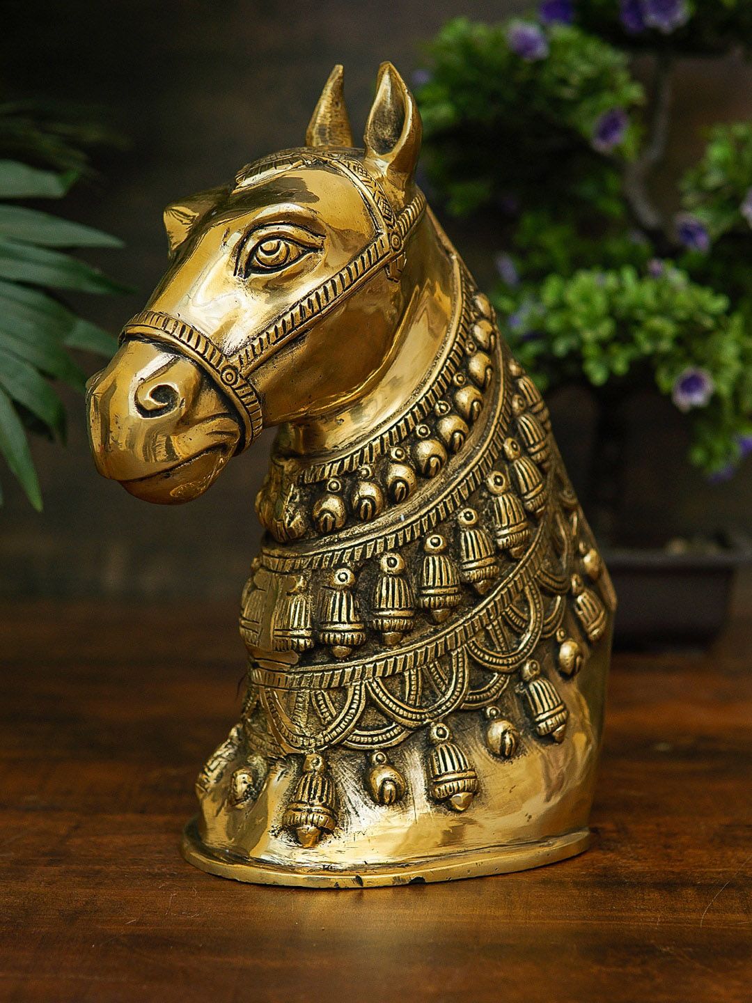 StatueStudio Gold-Toned Textured Horse Face Showpiece Price in India