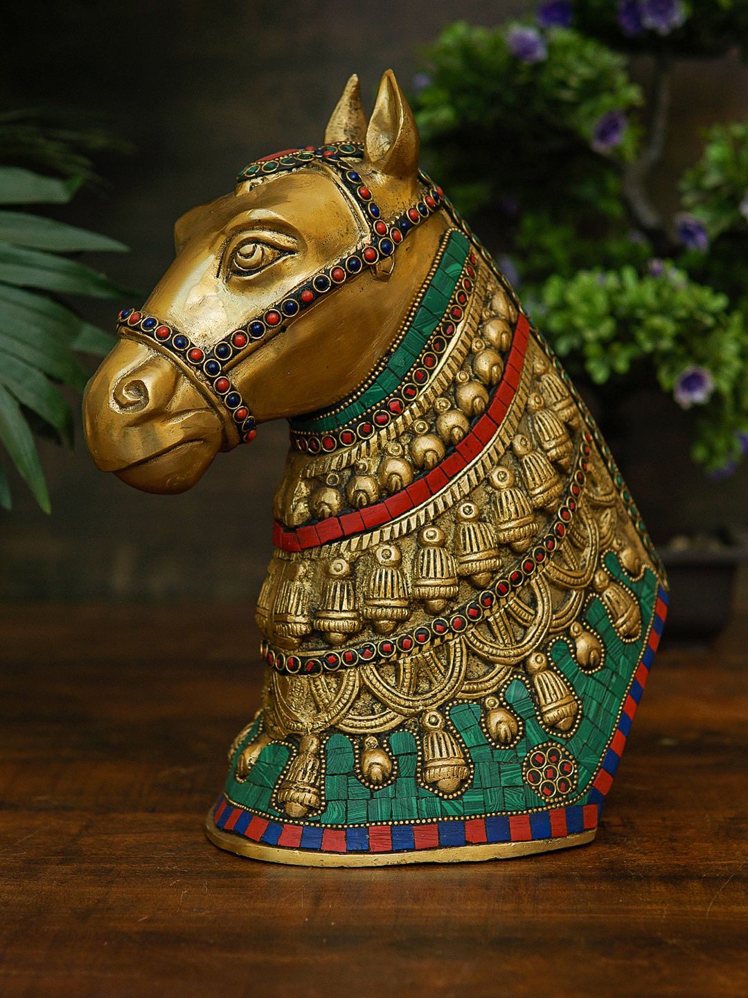 StatueStudio Gold-Toned Horse Face Figurine Vastu Showpieces Price in India