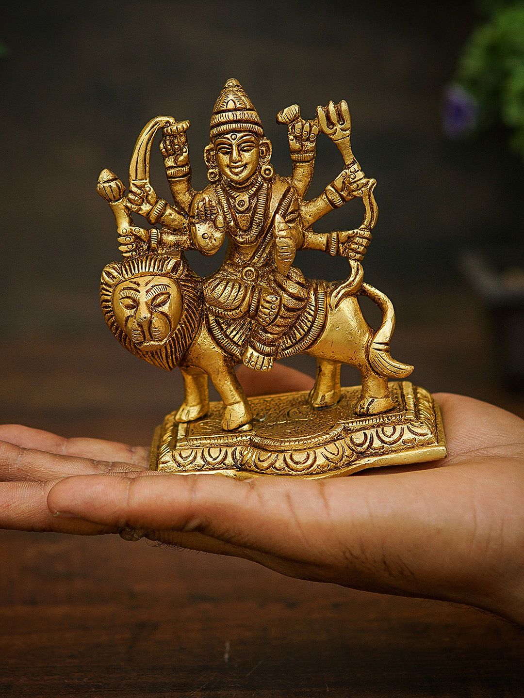 StatueStudio Gold-Toned Mini Durga Idol Showpieces Price in India
