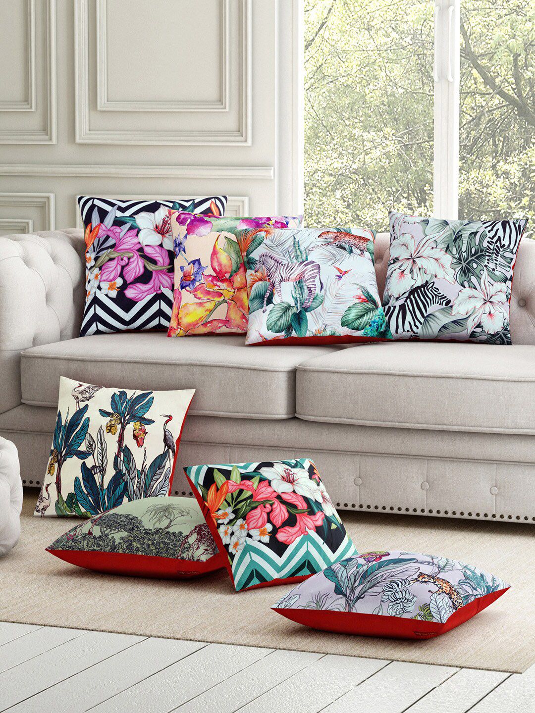 SEJ by Nisha Gupta Unisex Pink Cushion Covers Price in India