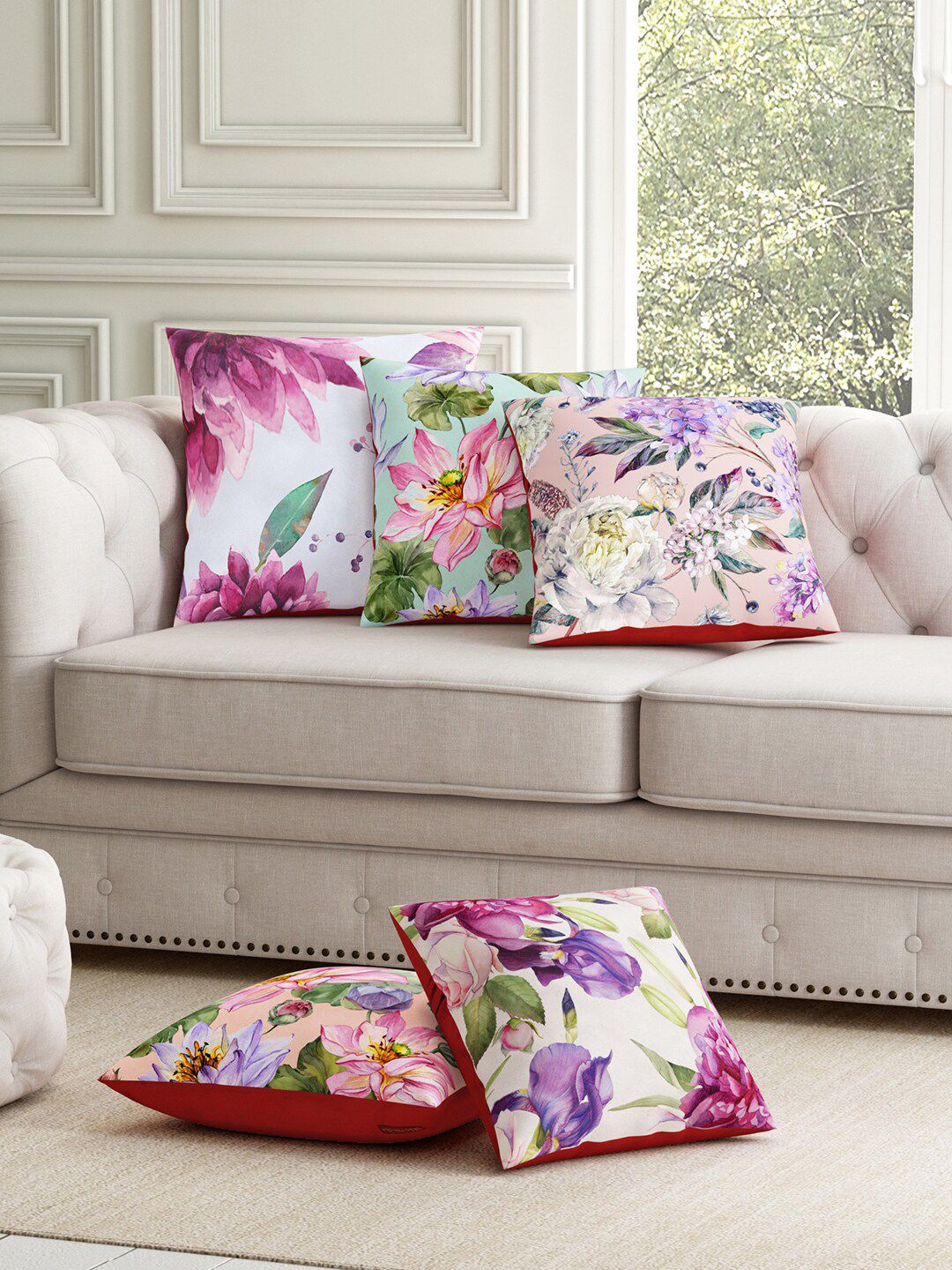 SEJ by Nisha Gupta Unisex Pink Cushion Covers Price in India