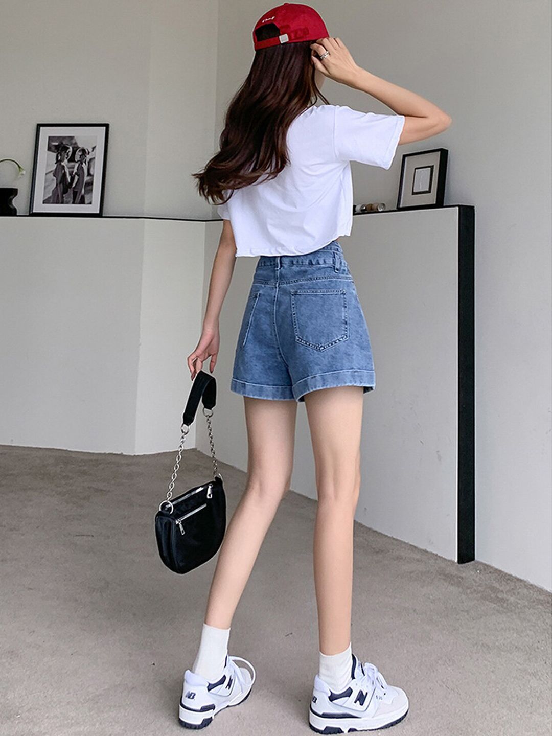 BoStreet Women Blue Slim Fit High-Rise Denim Shorts