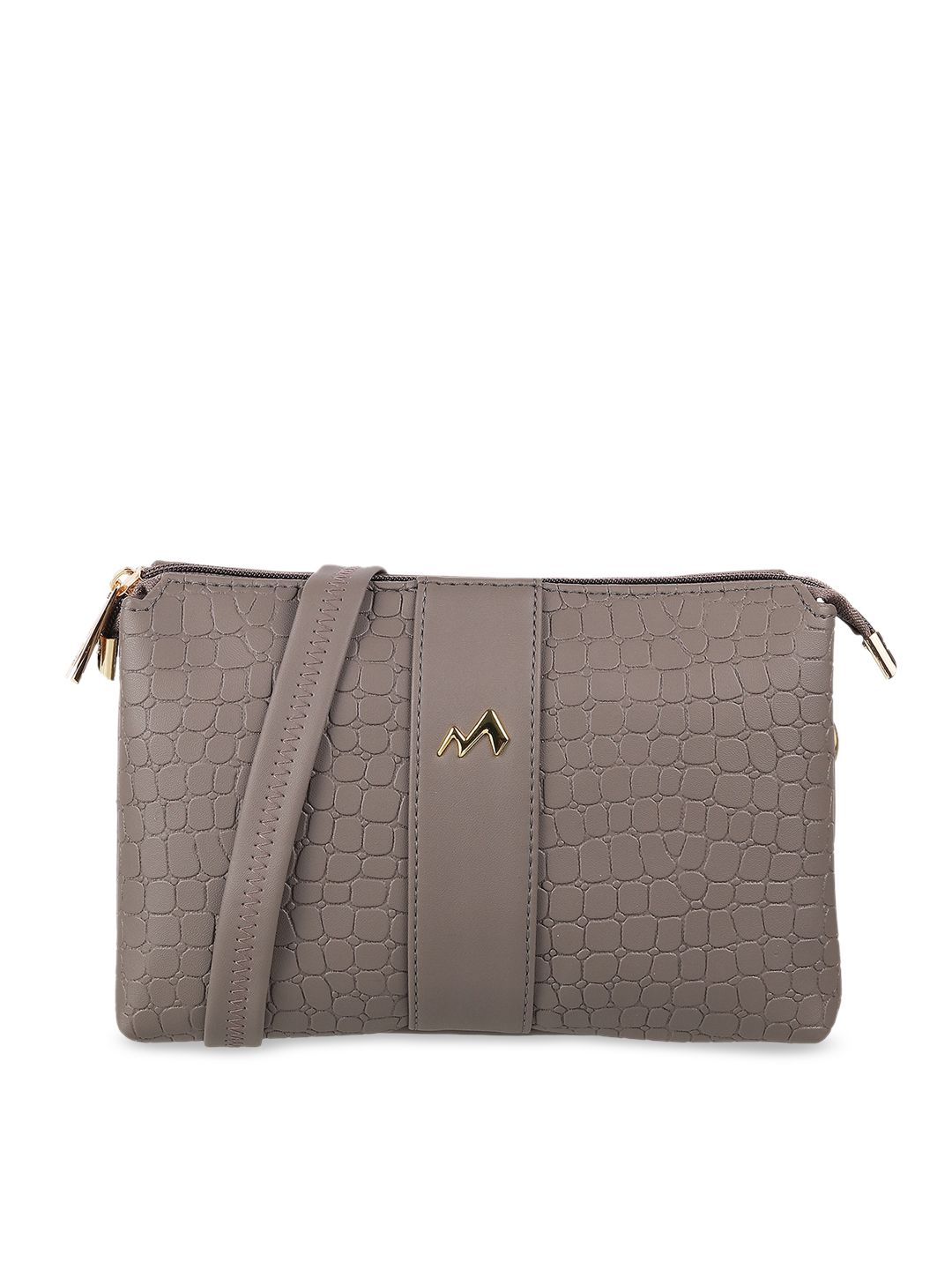 Metro Brown Textured PU Structured Sling Bag with Quilted Price in India