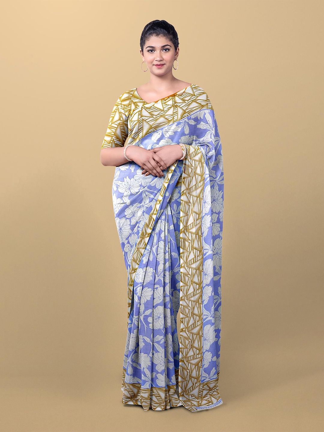 Kalamandir Violet & Brown Floral Saree Price in India