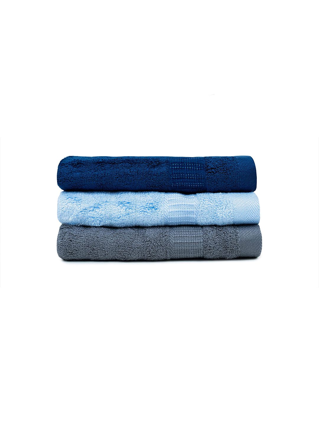 MUSH Set Of 3 Grey & Blue Bamboo 600 GSM Ultra Soft & Eco Friendly Face Towels Price in India