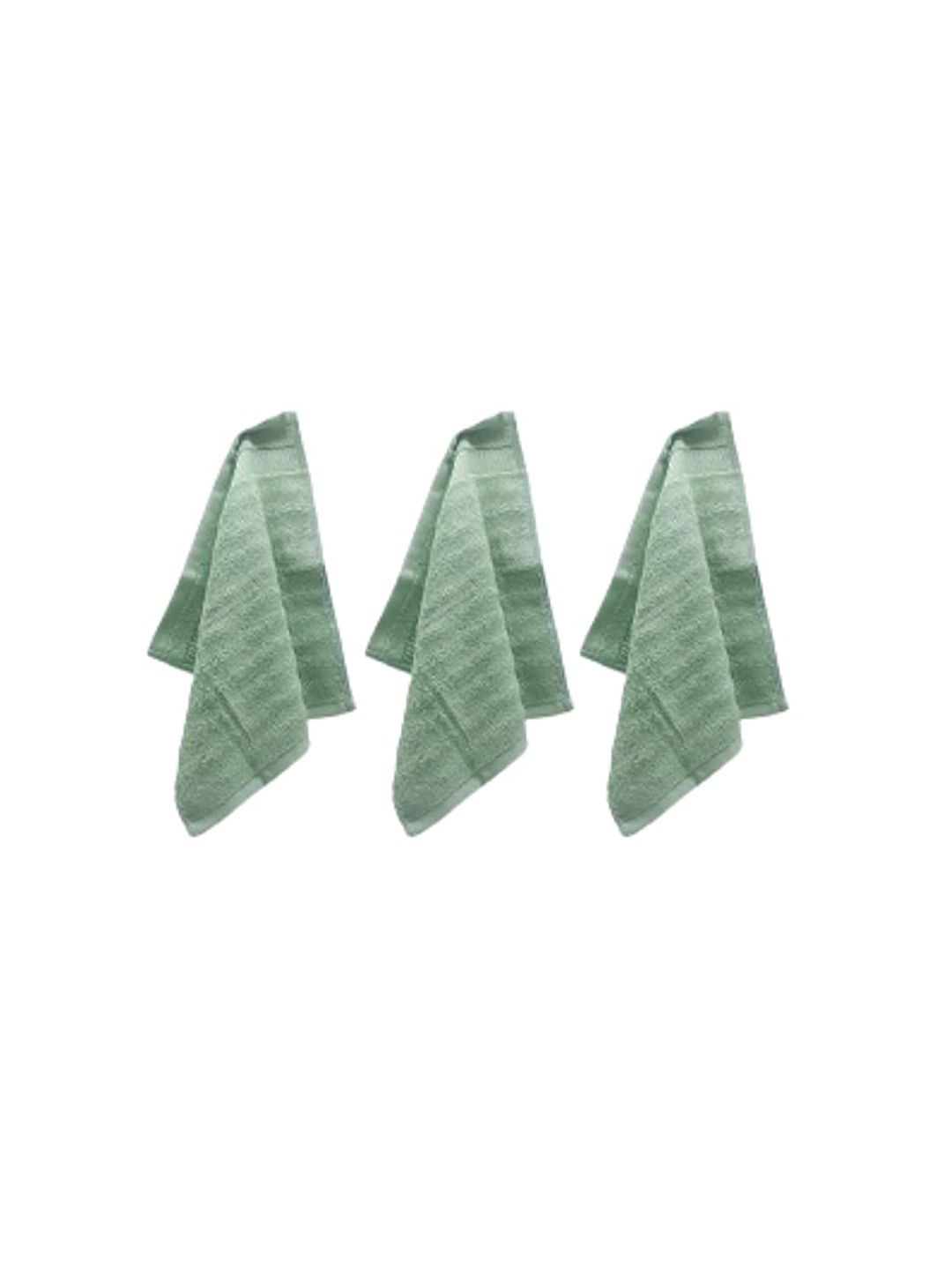 MUSH Set Of 3 Green Bamboo 600 GSM Ultra Soft & Eco Friendly Face Towels Price in India