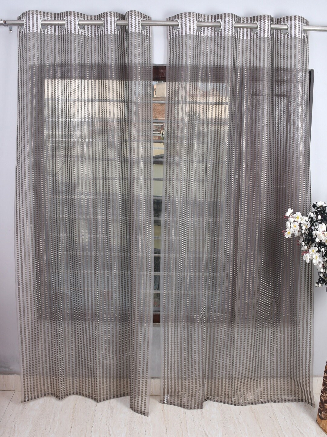 Homefab India Unisex Grey Curtains and Sheers Price in India