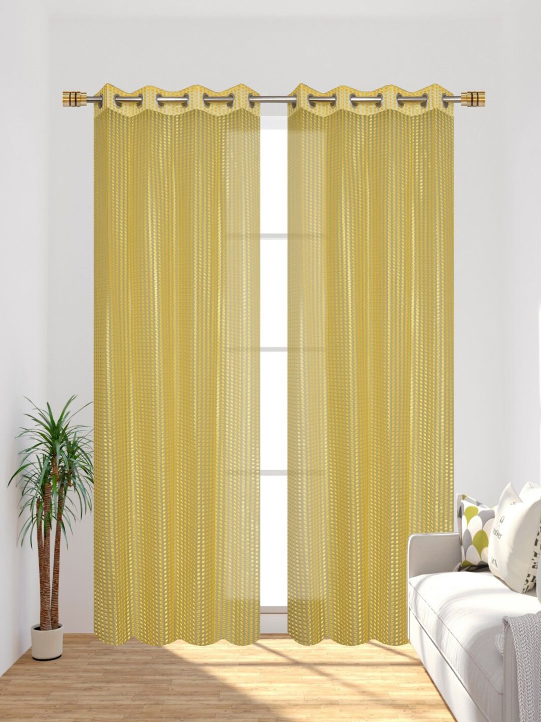 Homefab India Unisex Yellow Curtains and Sheers Price in India