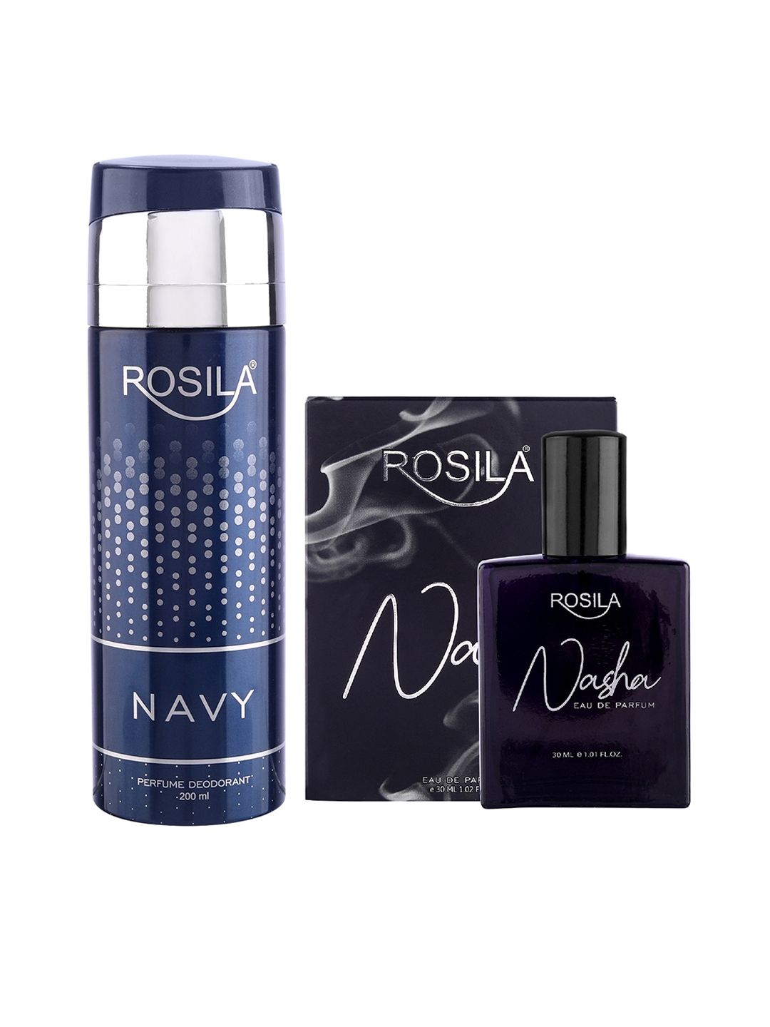 ROSILA Set of Nasha Eau De Parfum 30 ml & Navy Deodorant 200 ml Price in India