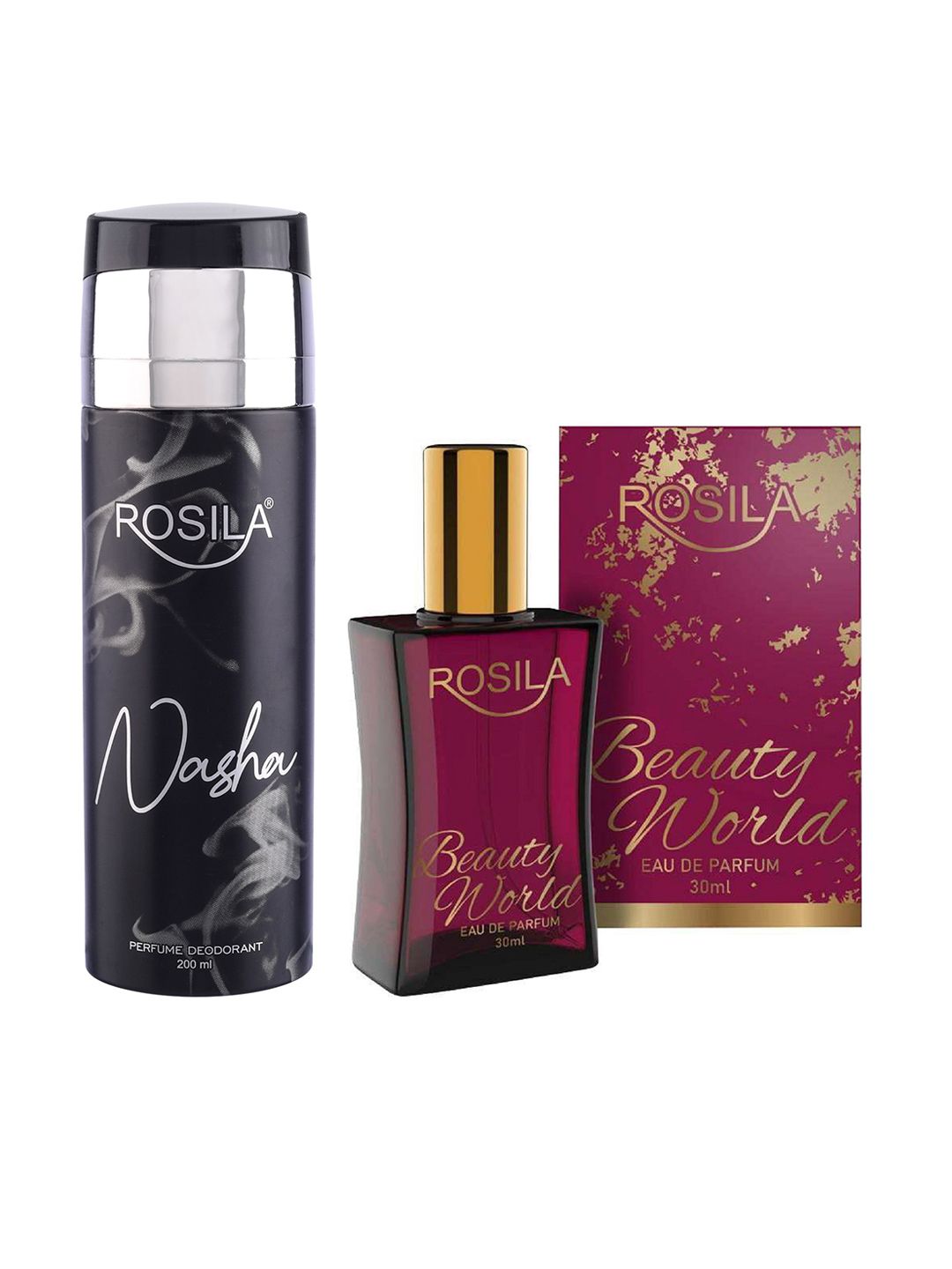 ROSILA Set of Beauty World Eau De Parfum 30 ml & Nasha Deodorant 200 ml Price in India