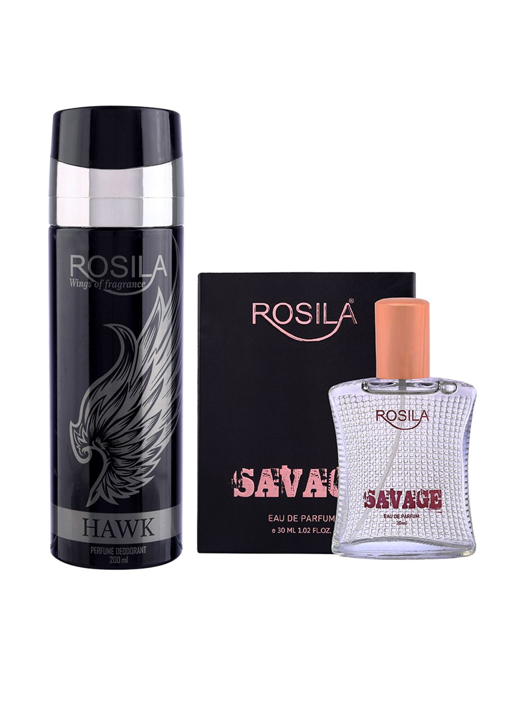 ROSILA Set of Hawk Deodorant Body Spray 200ml & Savage Eau de Parfum 30ml Price in India