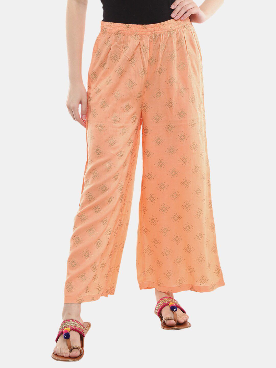 Desi Mix Women Peach Palazzos Price in India