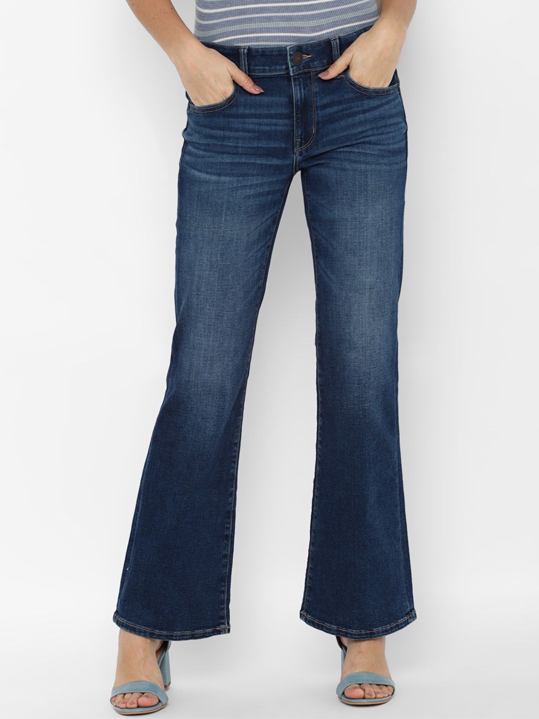 AMERICAN EAGLE OUTFITTERS Women Blue Boot Cut Light Fade Jeans Price in India