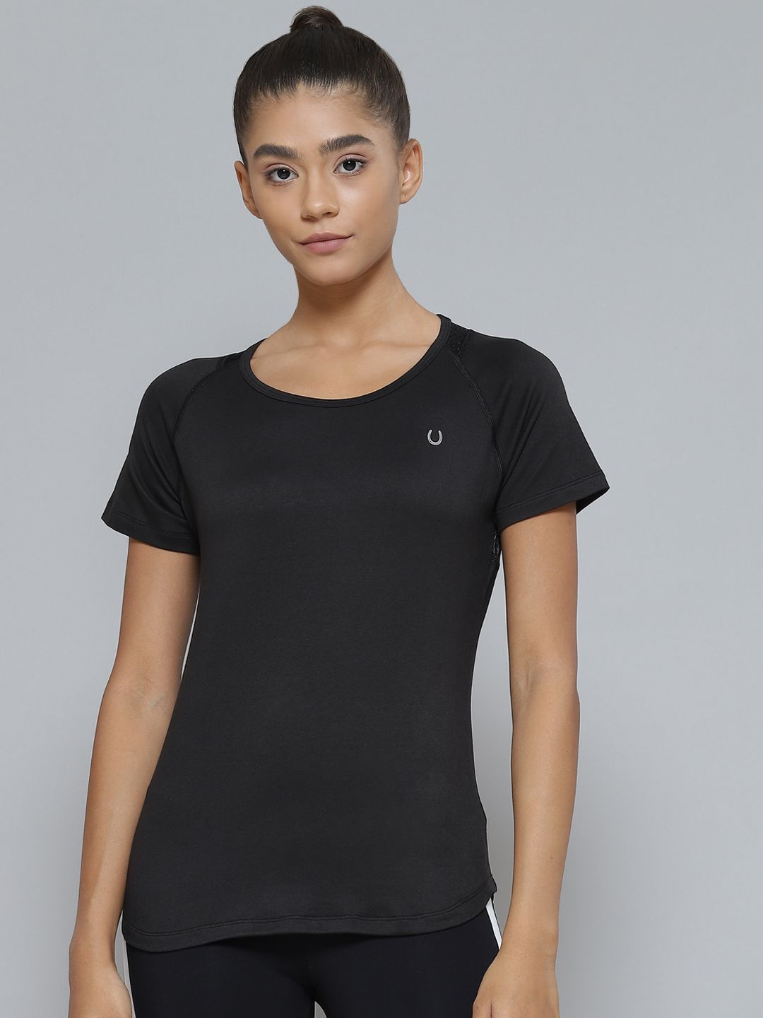 Fitkin Women Black Organic Cotton Anti Odour Sports T-shirt Price in India