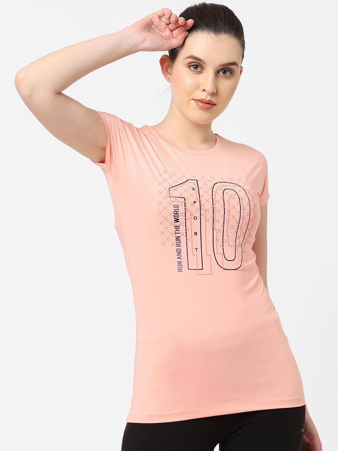 Sweet Dreams Women Peach Printed Lounge Tshirts Price in India