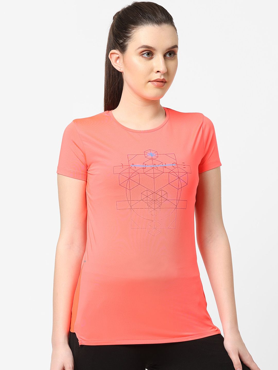 Sweet Dreams Women Peach Coloured Printed Cotton Lounge T-Shirts Price in India