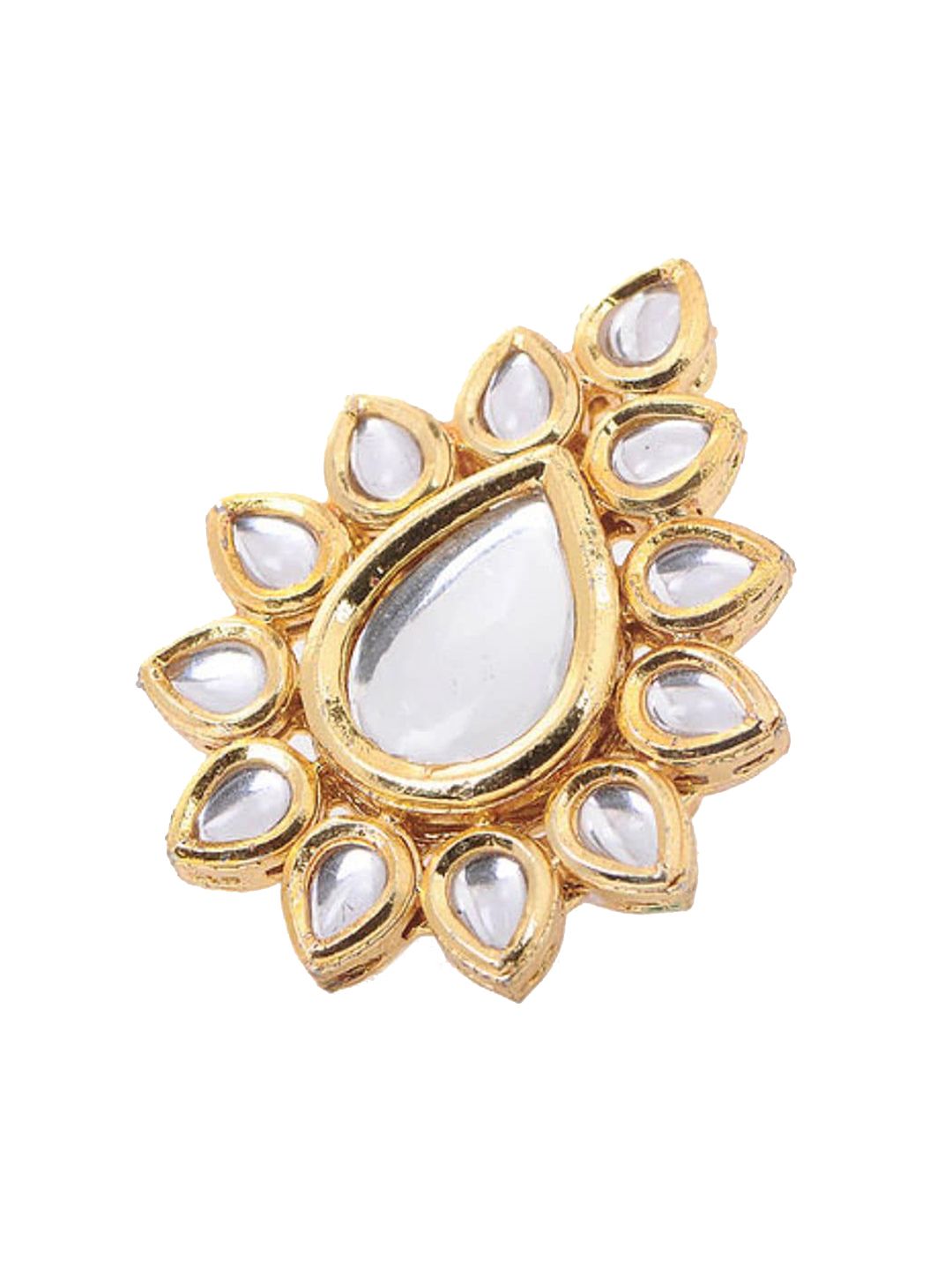 Bamboo Tree Jewels Gold-Plated Gold Kundan Studded Finger Ring Price in India