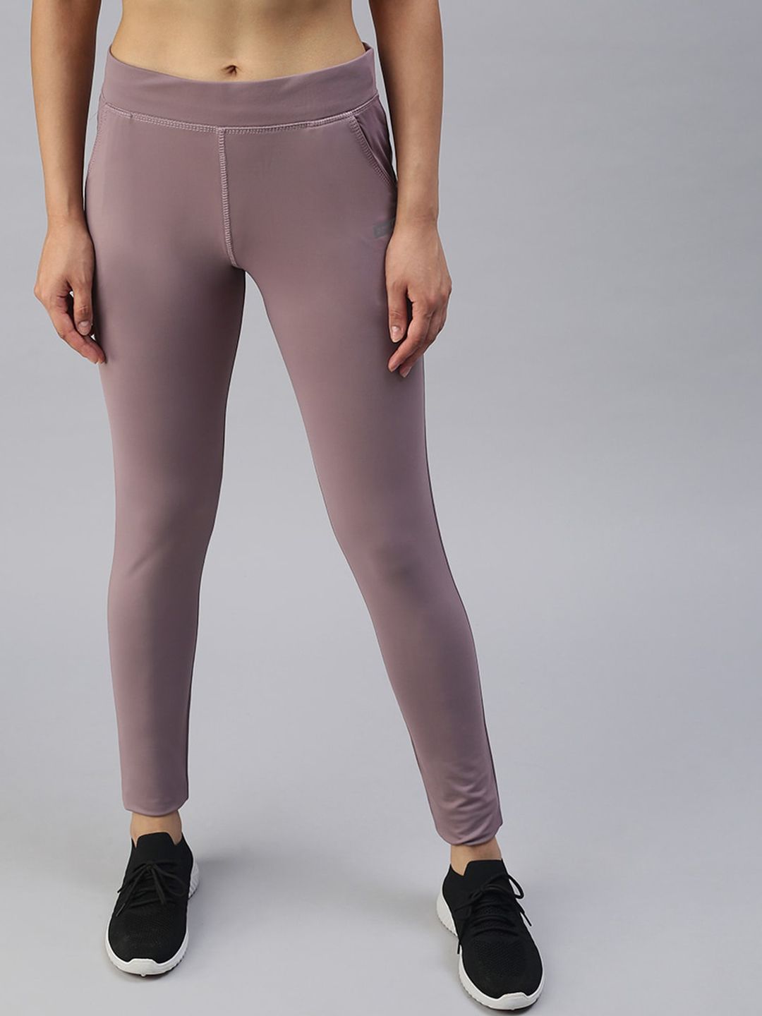 SHOWOFF Women Purple Solid Slim Fit Dry Fit Track Pant Price in India