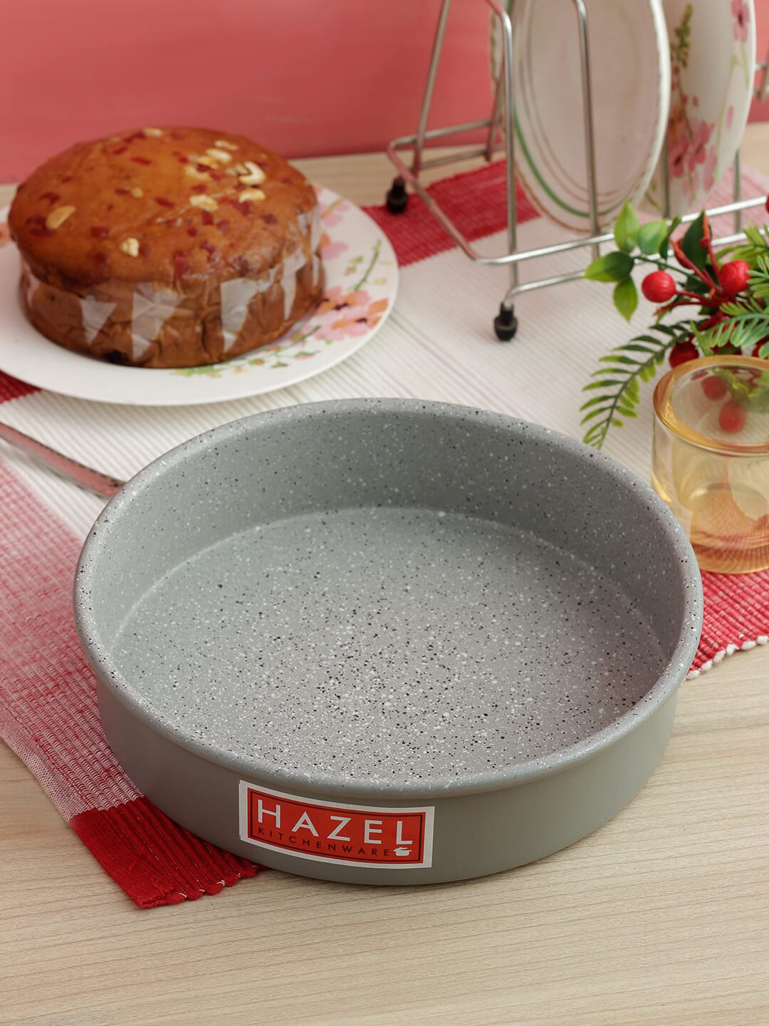 HAZEL Grey Aluminium Round Shape Cake Tin Price in India