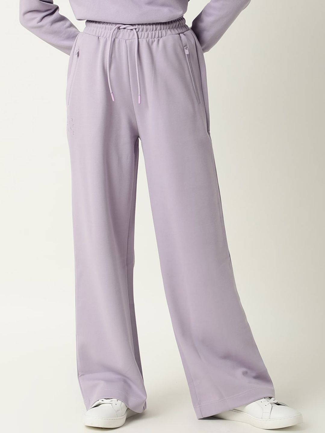 ARTICALE Women Purple Solid Straight-Fit Wide Leg Track Pants Price in India