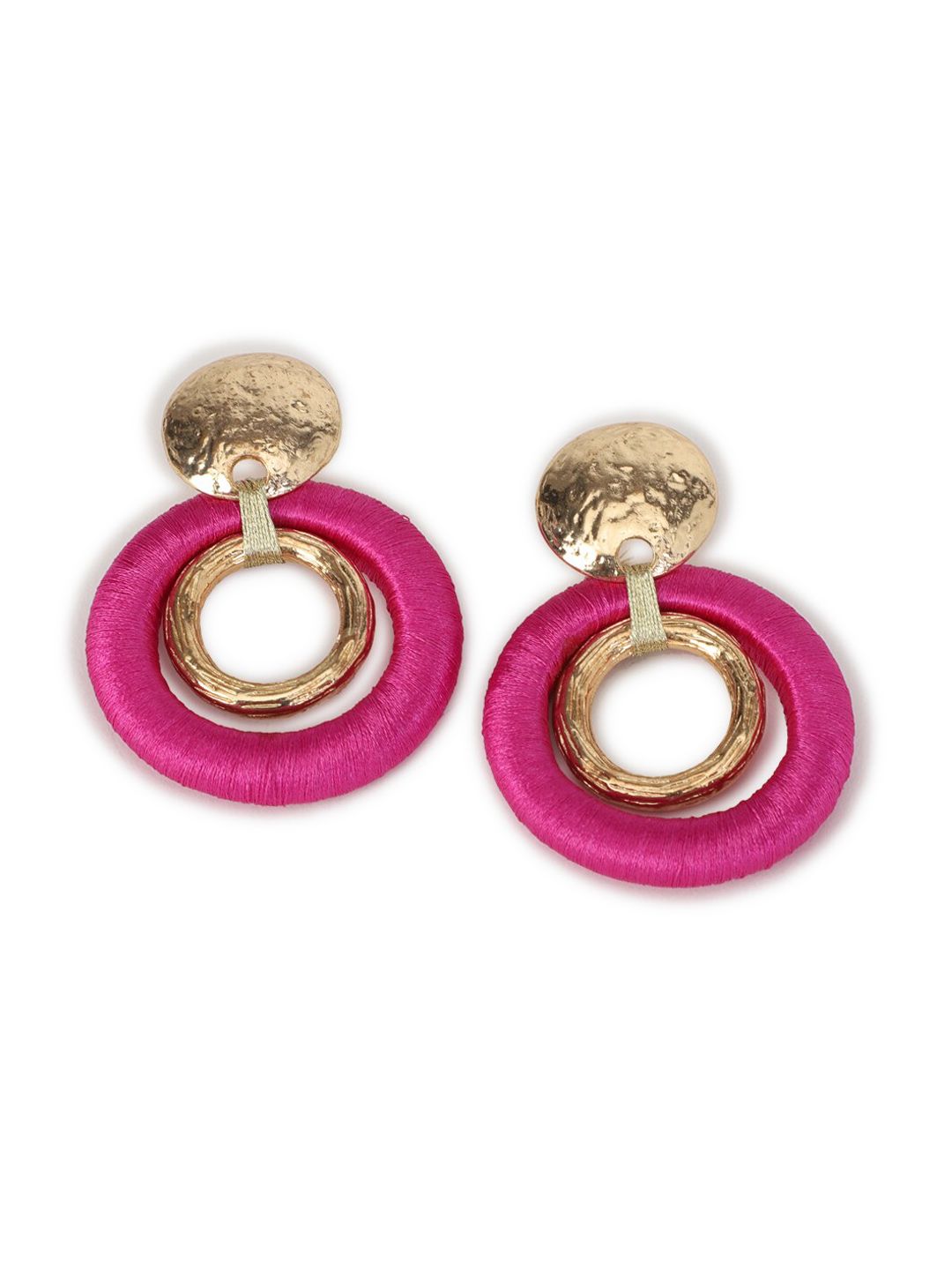FOREVER 21 Pink & Gold-Toned Contemporary Drop Earrings Price in India