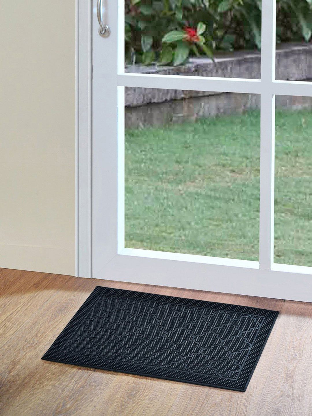Athome by Nilkamal Black Textured Anti-Skid Doormats Price in India