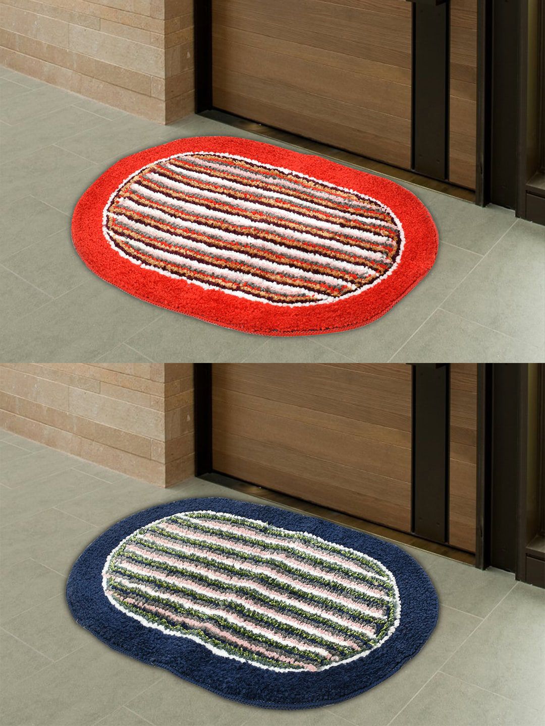 Kuber Industries Pack Of 2 Printed Cotton Anti-Skid Doormat Price in India