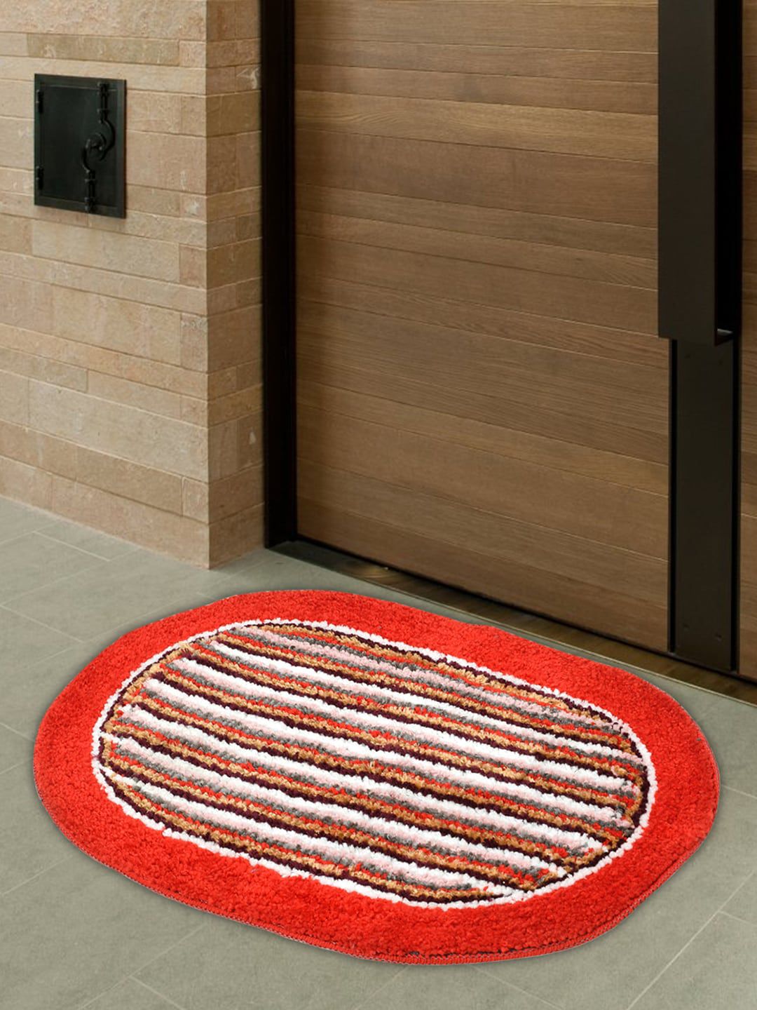 Kuber Industries Pack Of 2 Red Printed Anti-Skid Doormats Price in India