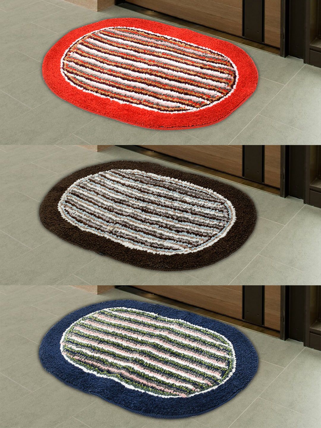 Kuber Industries Set Of 3 Printed Cotton Anti-Skid Doormat Price in India