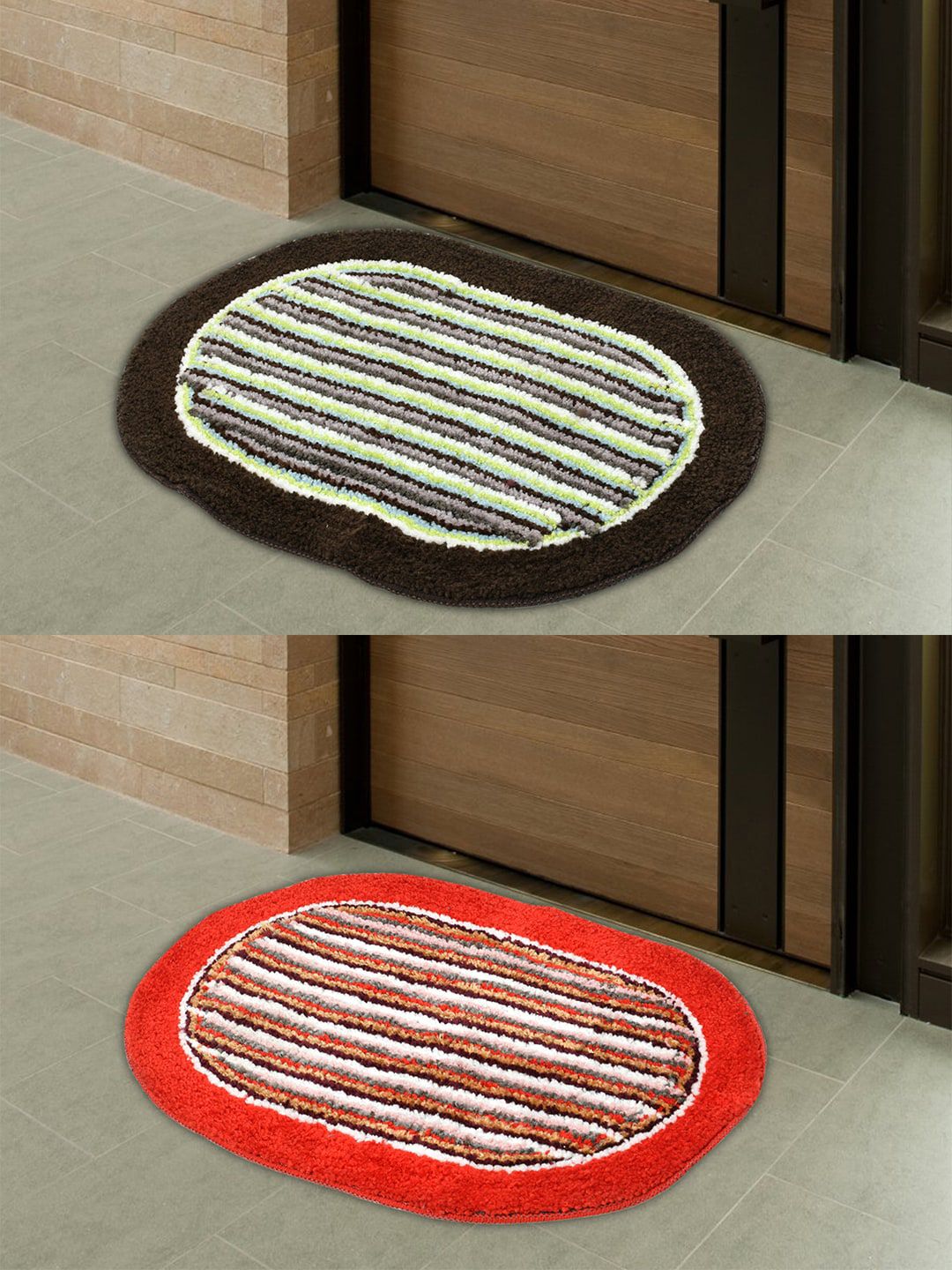 Kuber Industries Pack Of 2 Printed Cotton Anti-Skid Doormat Price in India