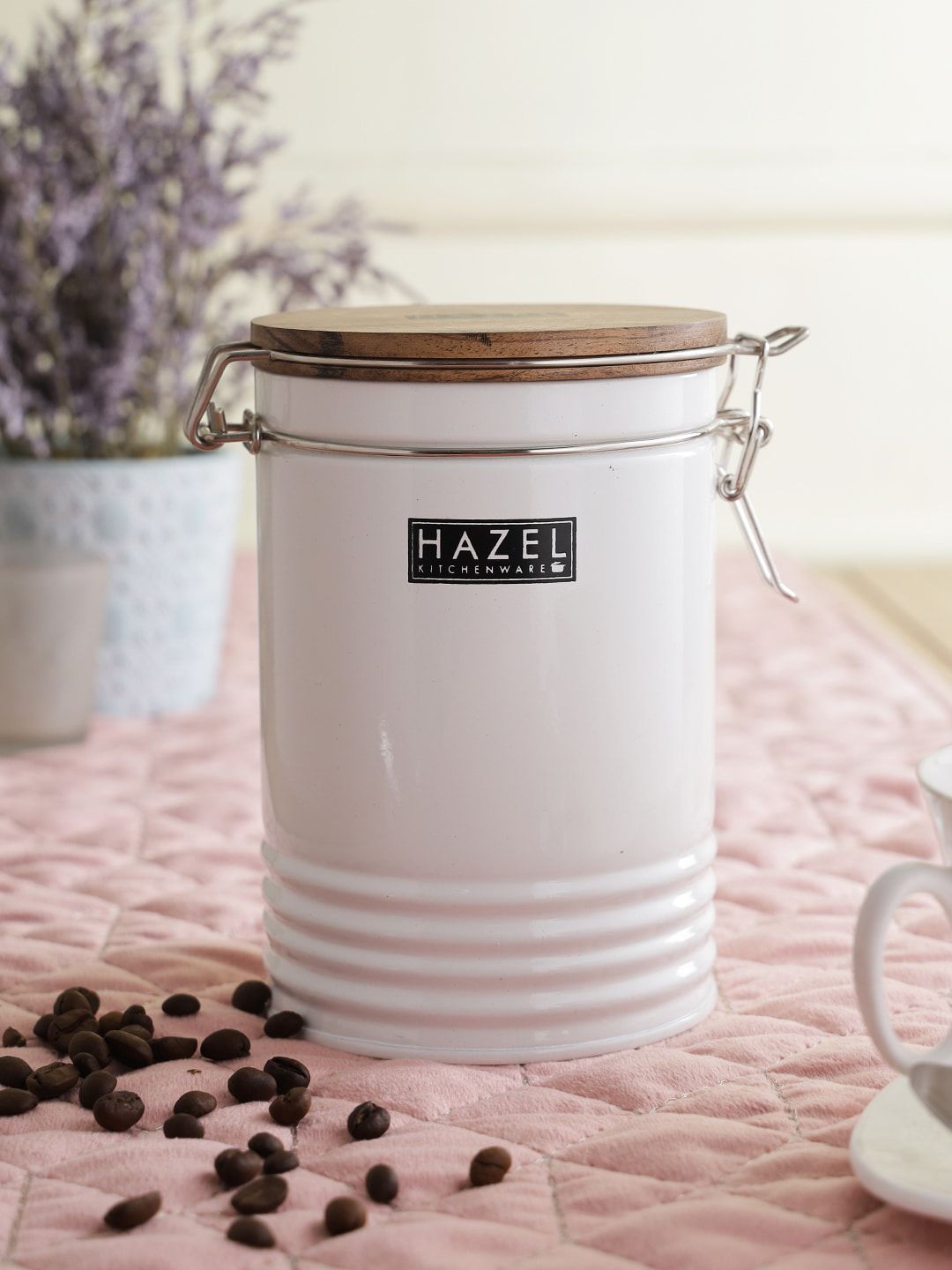 HAZEL White Textured Storage Canister Price in India
