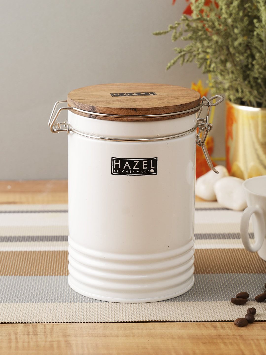 HAZEL White Round Tea Coffee Sugar Canister Container Price in India