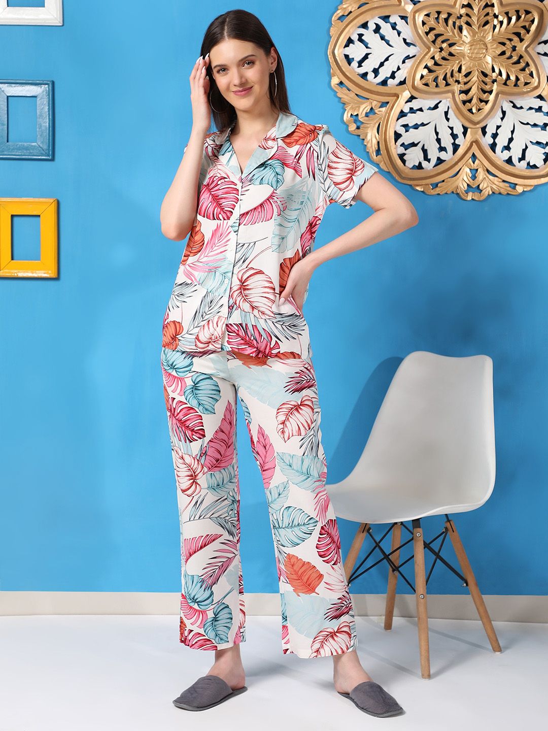 BStories Women Red & Pink Printed Night suit Price in India