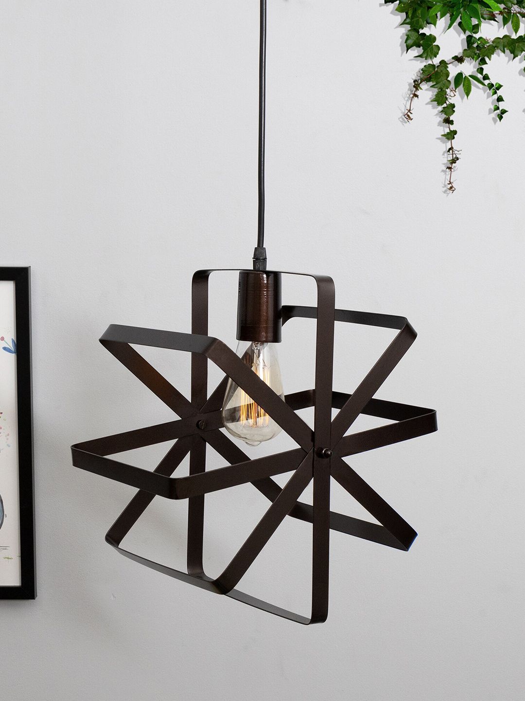 Homesake Black & Copper Toned Industrial Metal Hanging Ceiling Lamp Price in India
