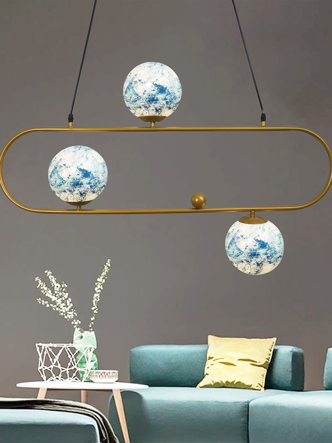 Homesake Blue Frosted Glass Pendant Light Price in India