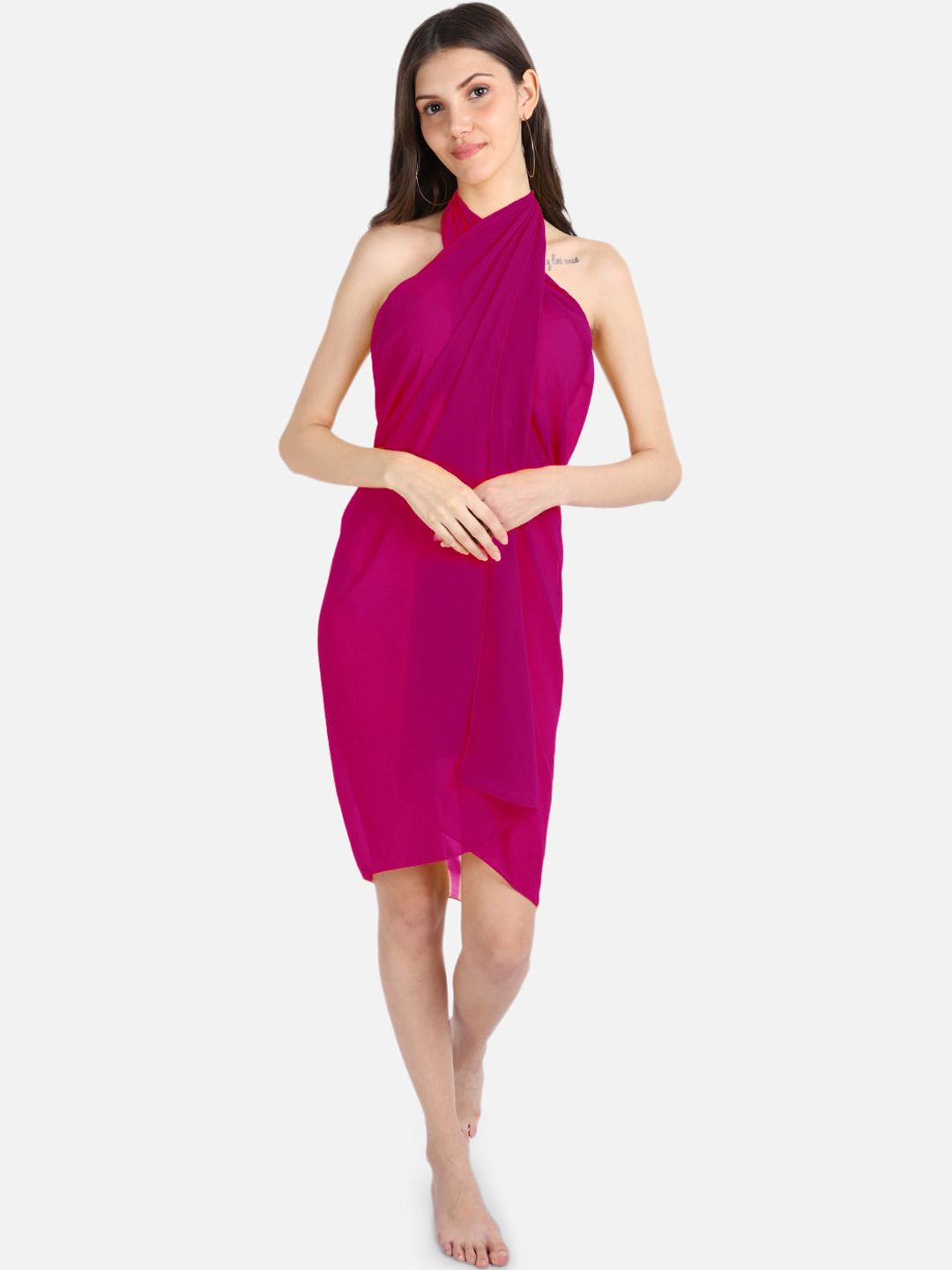 EROTISSCH Women Magenta-Pink Solid Sarong Swimwear Price in India