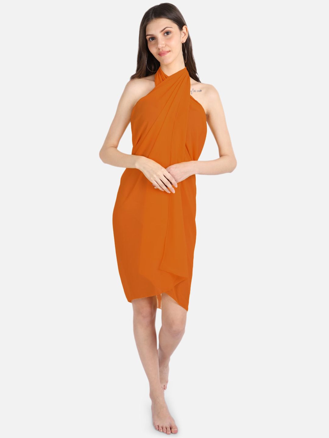 EROTISSCH Women Orange Solid Sarong Swimwear Price in India