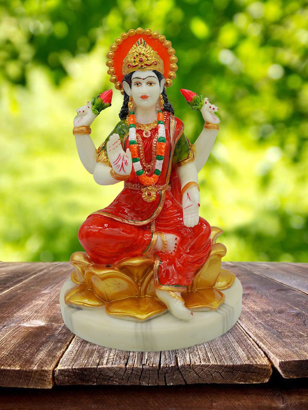 Gallery99 Set of 2 Cream & Red Handpainted Laxmi Ganesh Idol Showpieces Price in India
