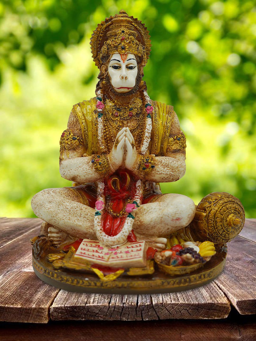 Gallery99 Gold-Toned & white Handpainted Lord Hanuman Showpiece Price in India