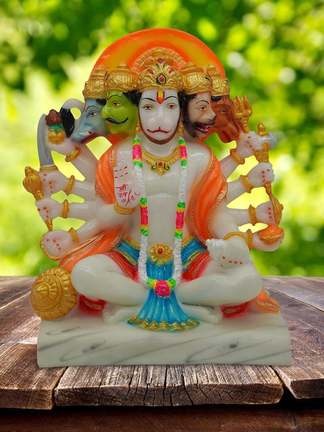 Gallery99  White & Orange Goddess Lord Panchmukhi Hanuman Idol Showpieces Price in India