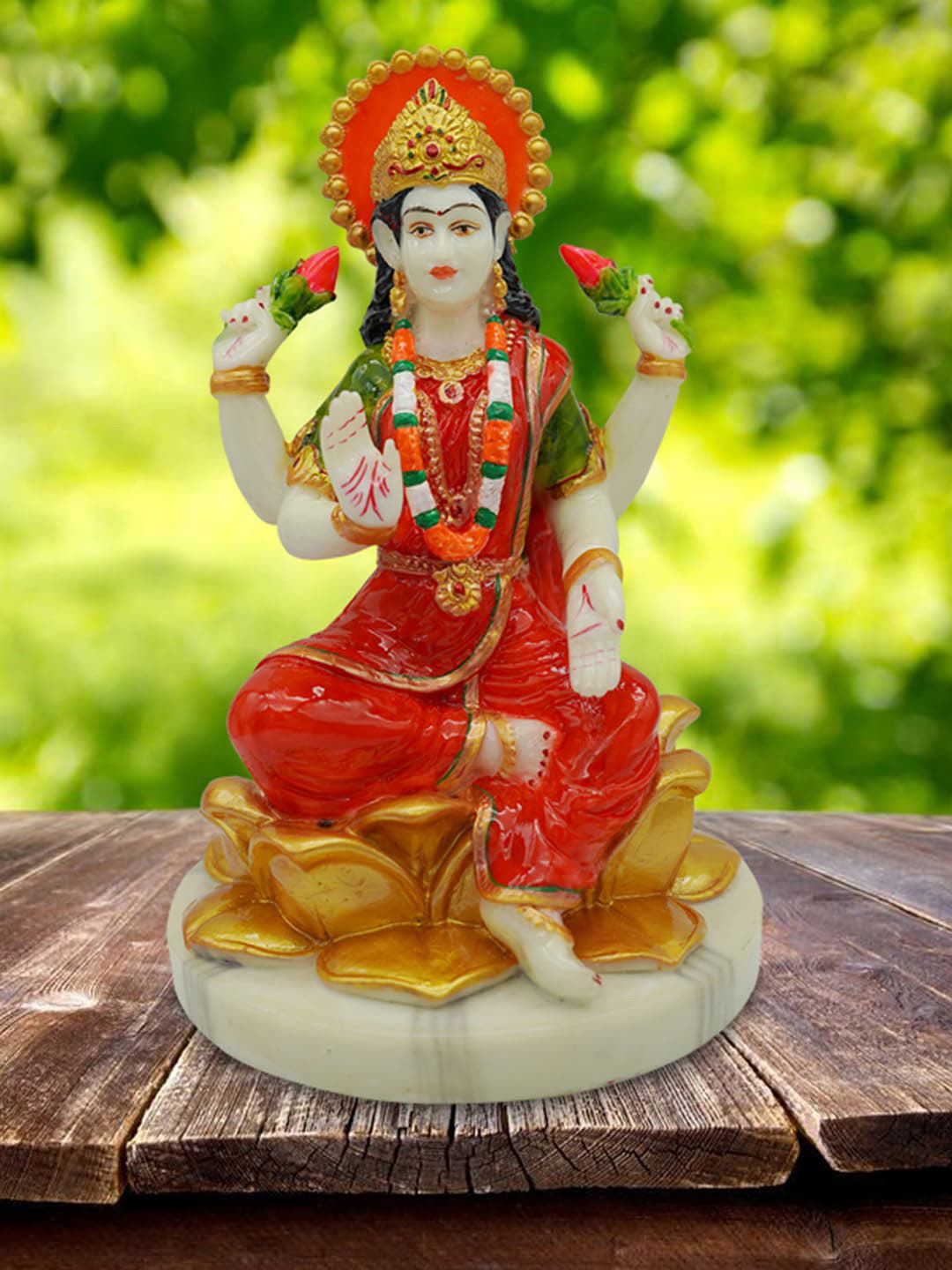 Gallery99 Red Hand painted Goddess Mata Laxmi Idol Showpieces Price in India