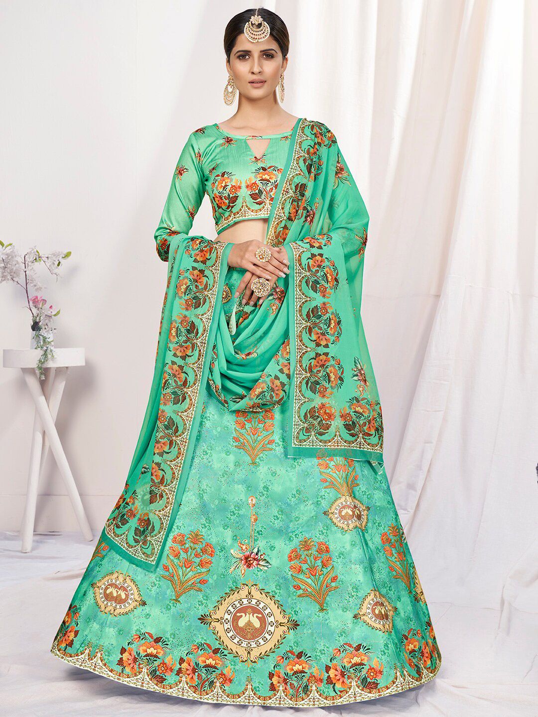 WHITE FIRE Women Green Lehenga Choli Price in India