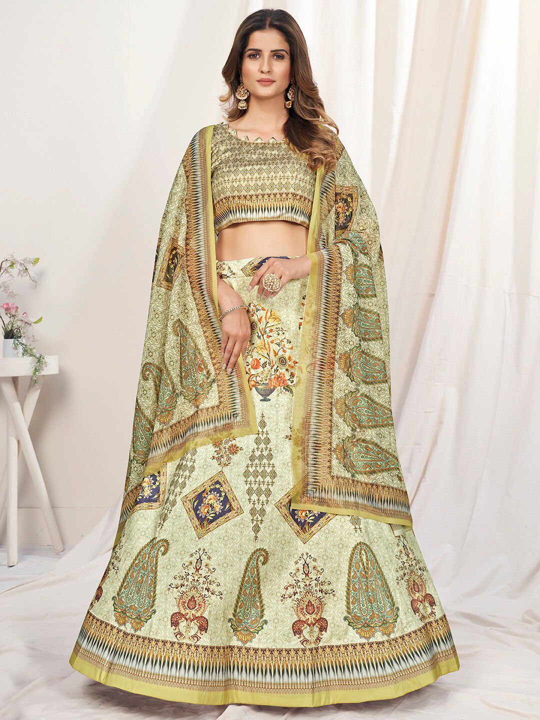 WHITE FIRE Women Green Lehenga Choli Price in India