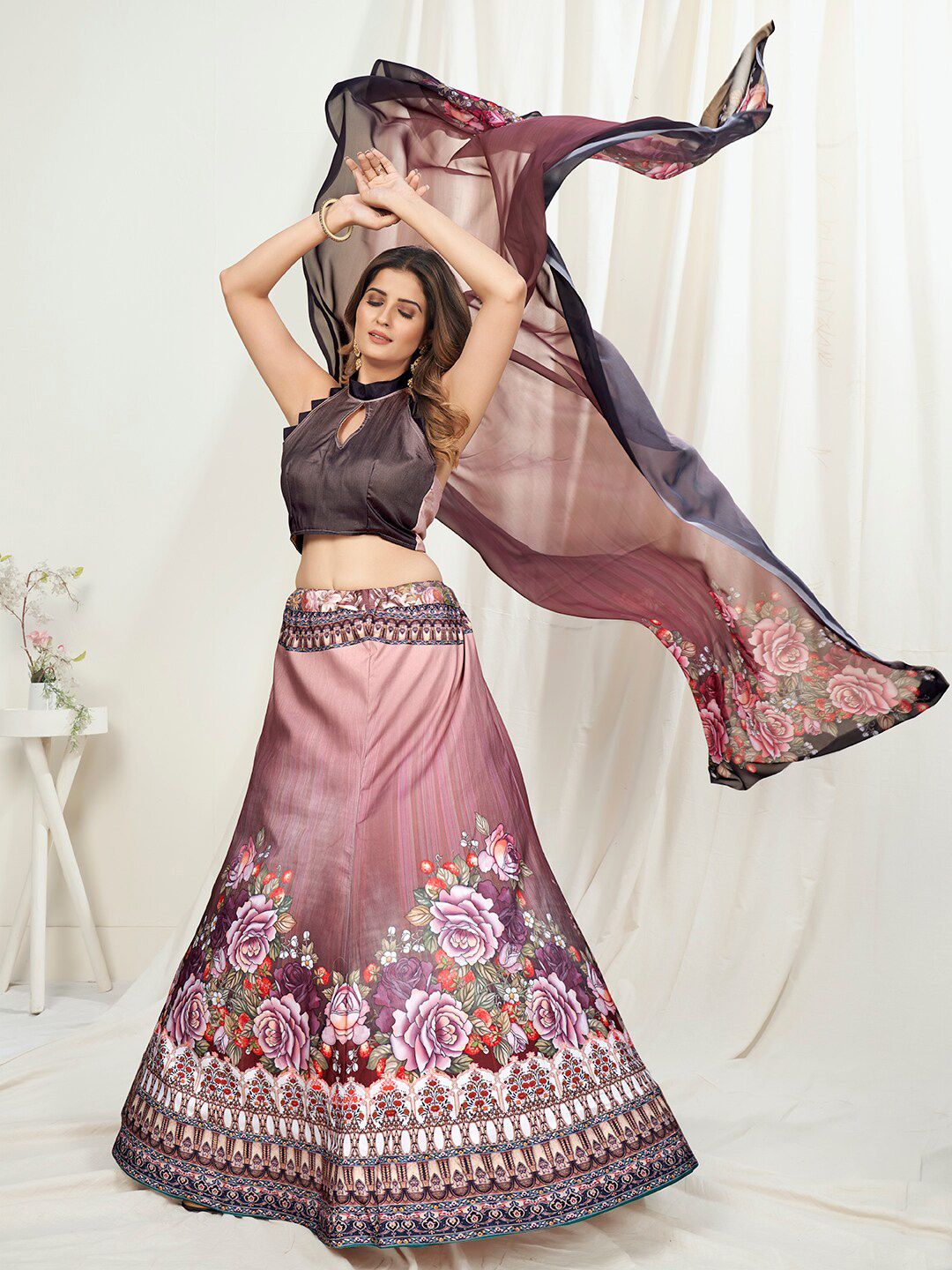 WHITE FIRE Women Mauve Lehenga Choli Price in India