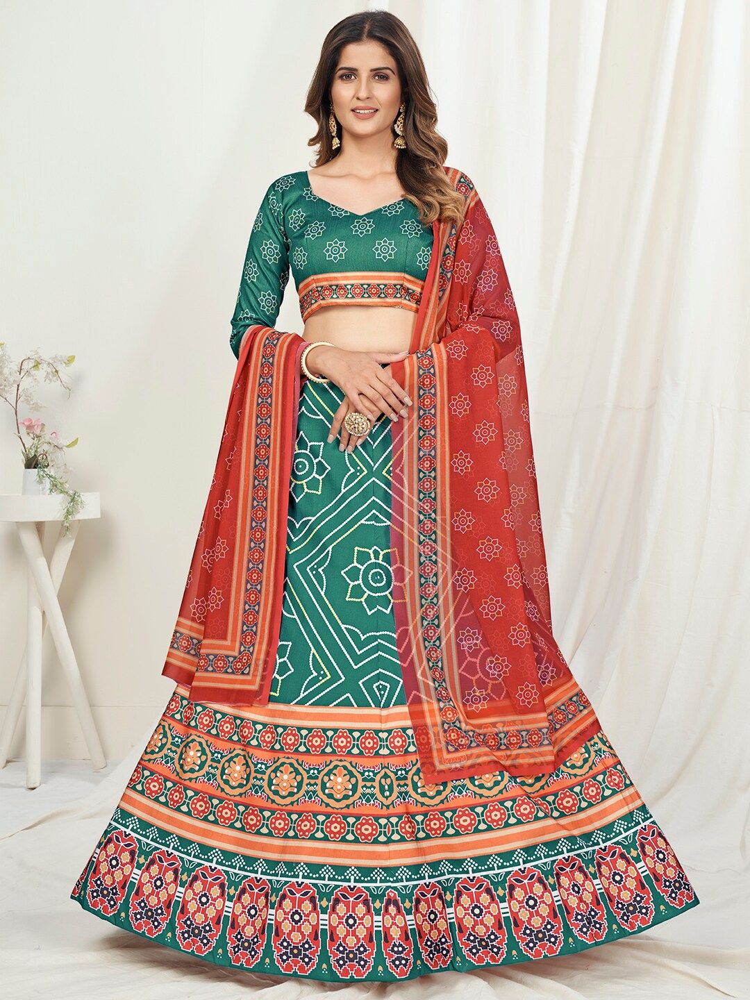 WHITE FIRE Women Green Lehenga Choli Price in India