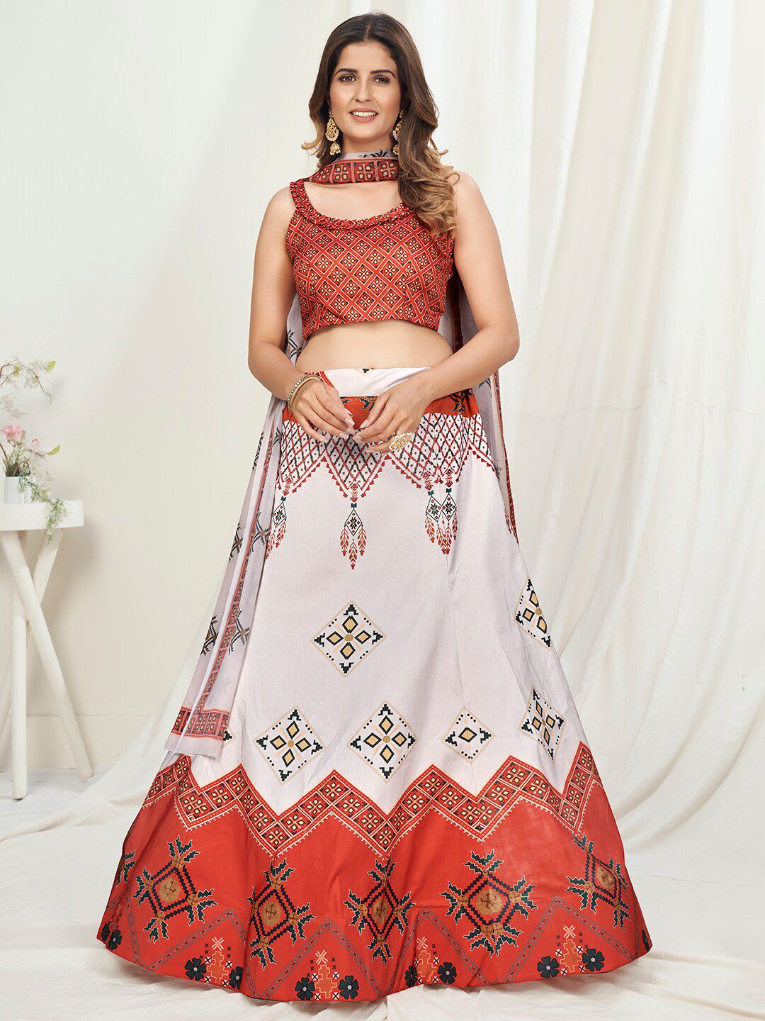 WHITE FIRE Women White Lehenga Choli Price in India